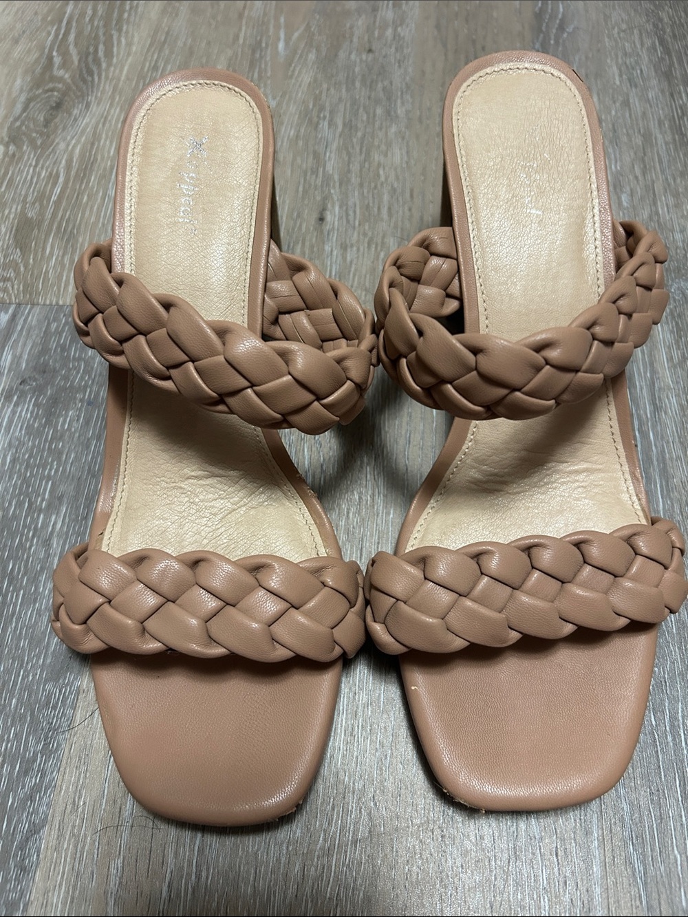 Xappeal Braided Double-Strap Heeled Sandals in Tan